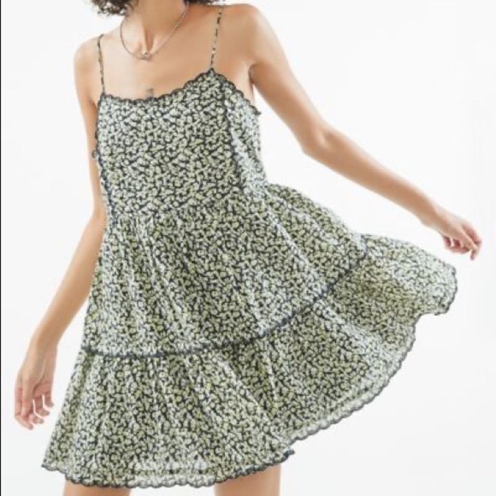 urban outfitters hanna scallop babydoll mini dress